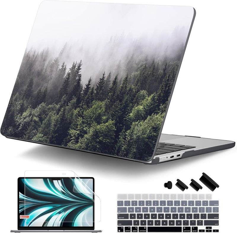 DONGKE for M4 MacBook Air 13.6 Inch Case 2025 2024 2023 2022 Model A3240 A3113 A2681 M3 M2 Chip, Plastic Hard Shell Case Cover with Touch ID for MacBook Air 13 Inch M4 - Forest - Image 1